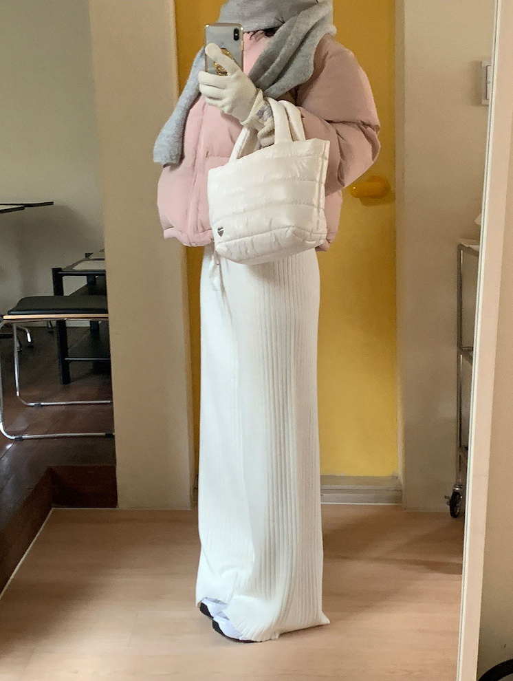 リブニットワイドパンツ