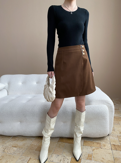 ベーシックフィットリブニットトップス