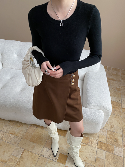 ベーシックフィットリブニットトップス