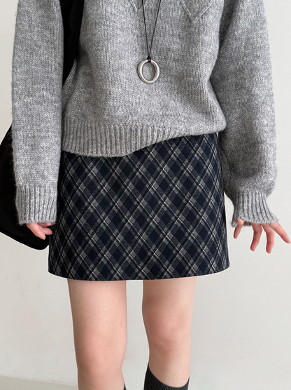 チェックAラインミニスカート