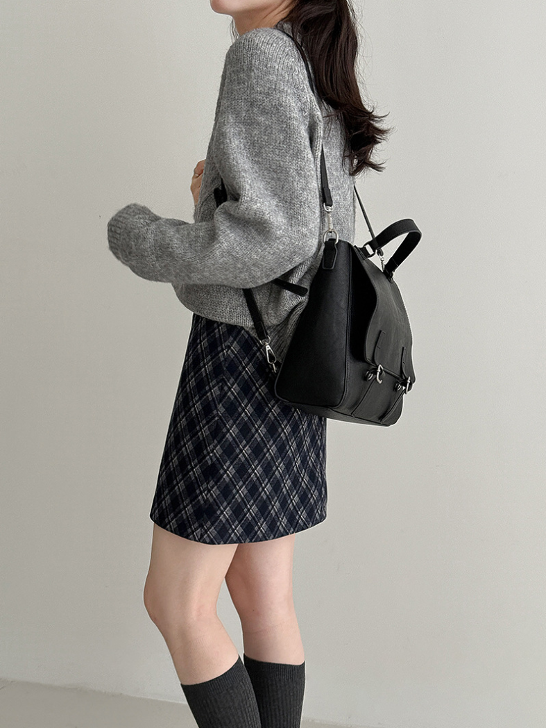 チェックAラインミニスカート