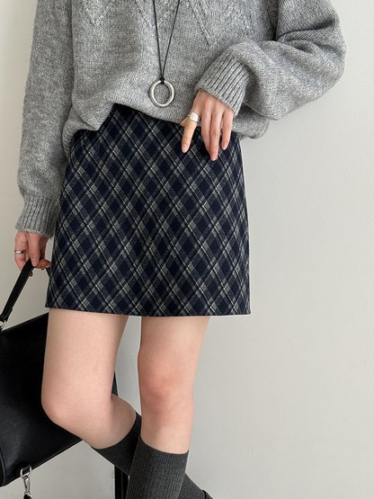 チェックAラインミニスカート