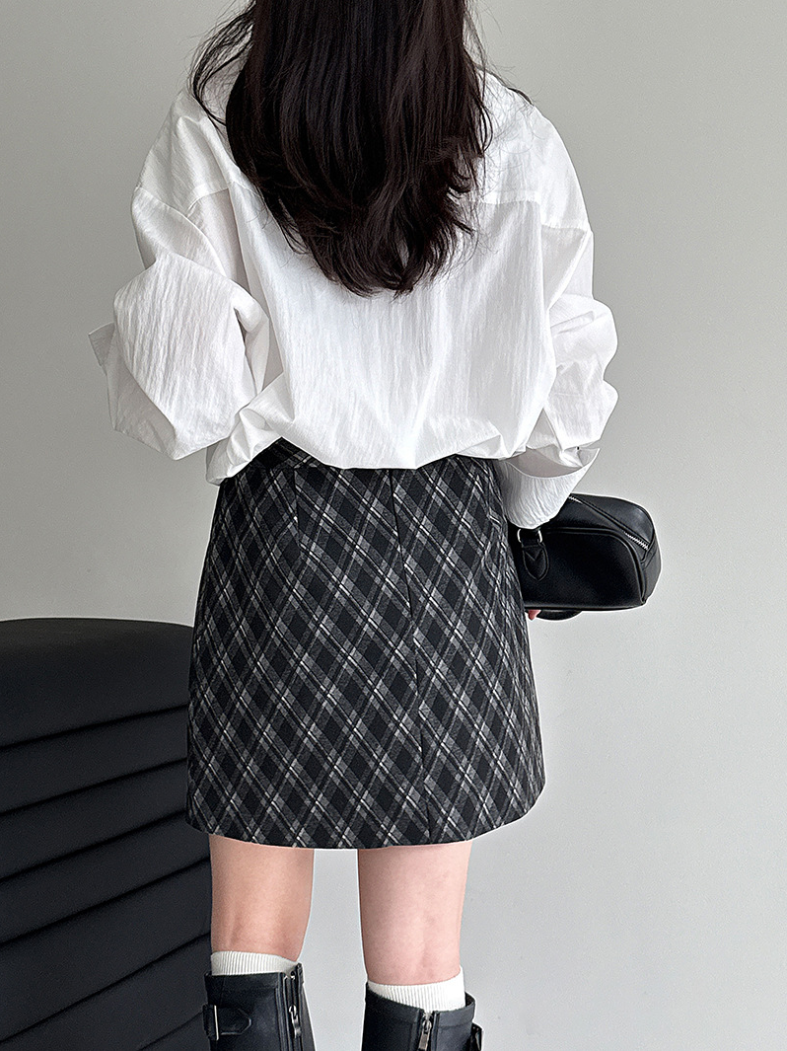 チェックAラインミニスカート