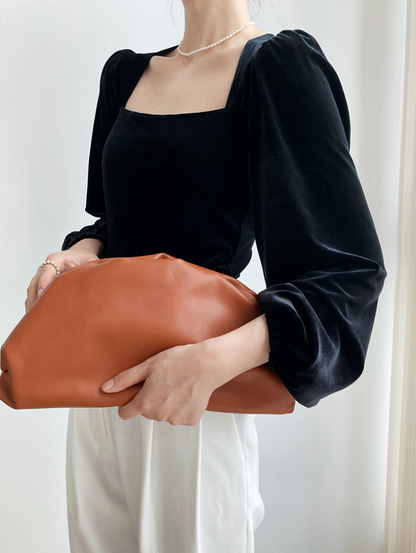 スクエアネックベロアトップス