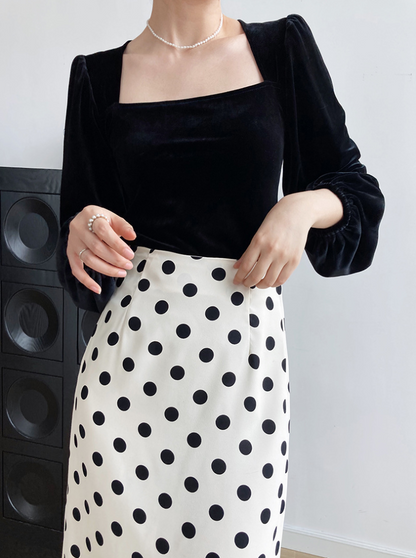 スクエアネックベロアトップス