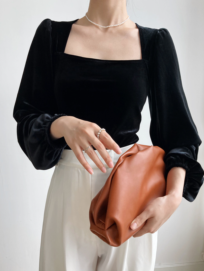 ［ SET ］スクエアネックベロアトップス×チェックAラインミニスカート