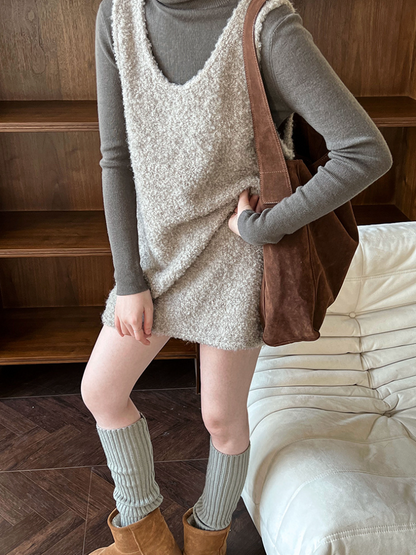 ボアタッチニットベストワンピース