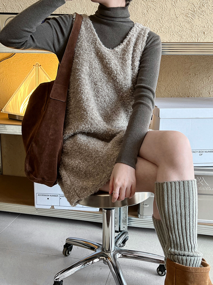 ボアタッチニットベストワンピース