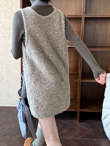 ボアタッチニットベストワンピース