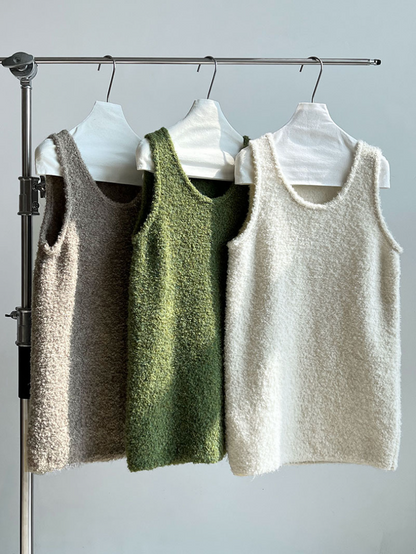 ボアタッチニットベストワンピース