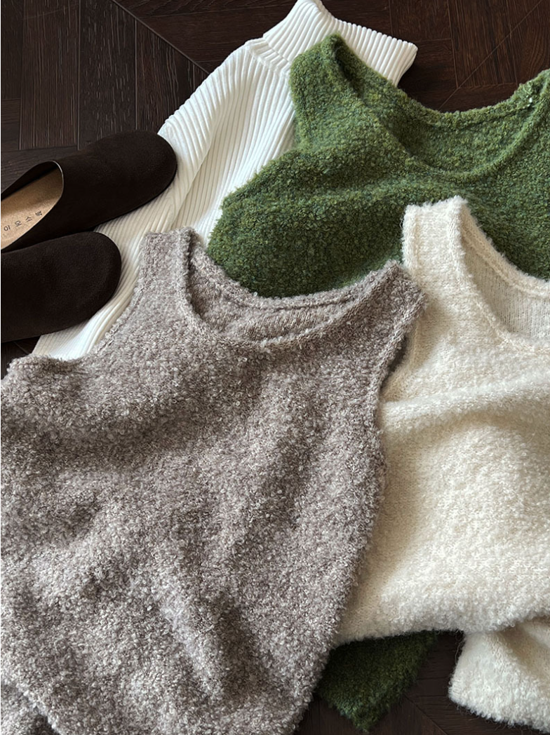 ボアタッチニットベストワンピース