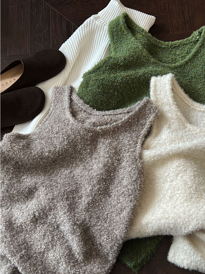 ボアタッチニットベストワンピース