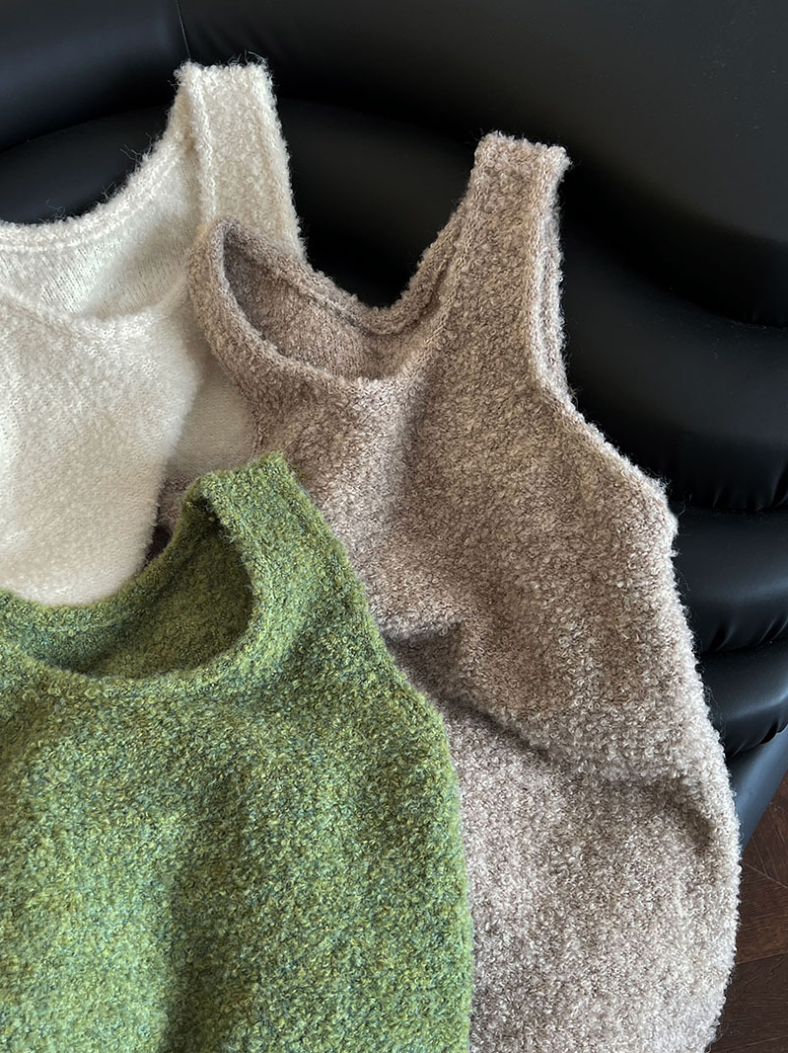 ボアタッチニットベストワンピース