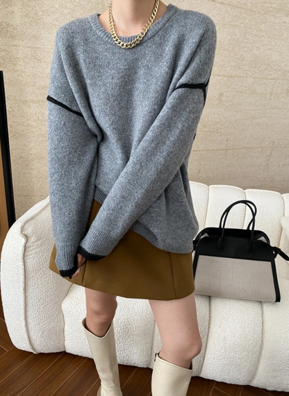 コントラストラインニットプルオーバー