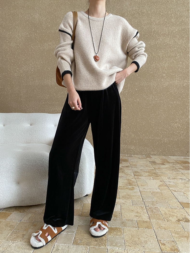 コントラストラインニットプルオーバー