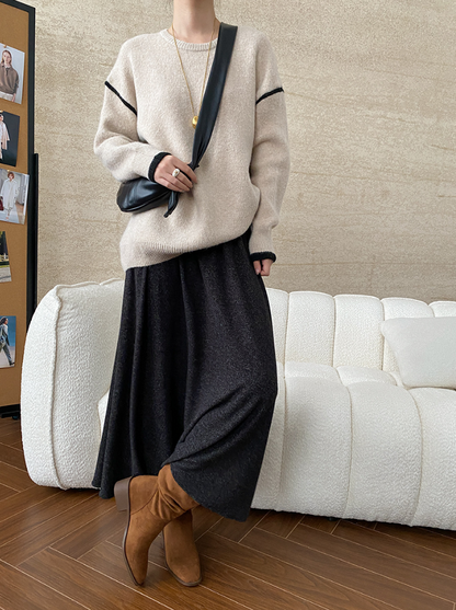 コントラストラインニットプルオーバー