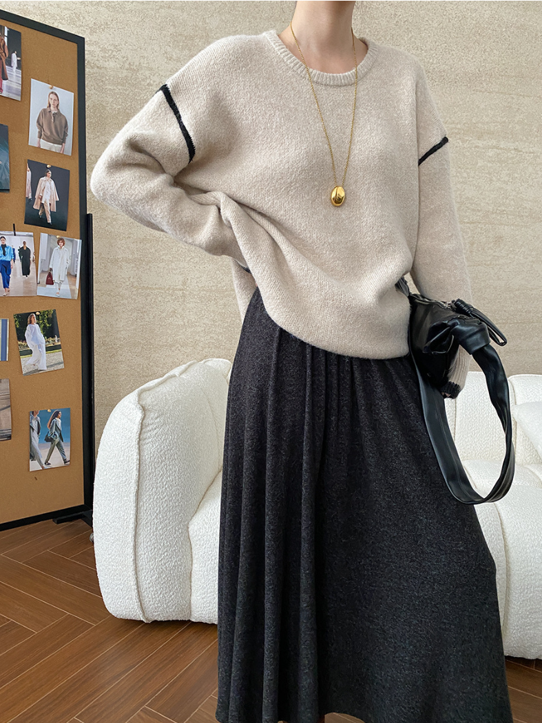 コントラストラインニットプルオーバー