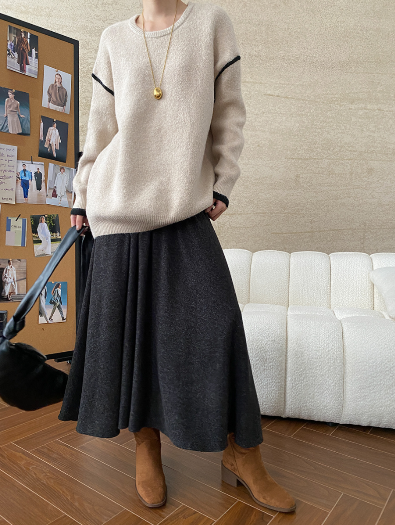 コントラストラインニットプルオーバー