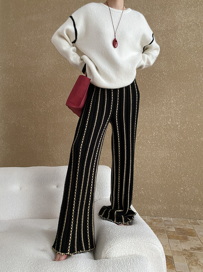 コントラストラインニットプルオーバー