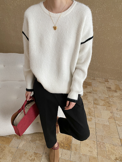 コントラストラインニットプルオーバー