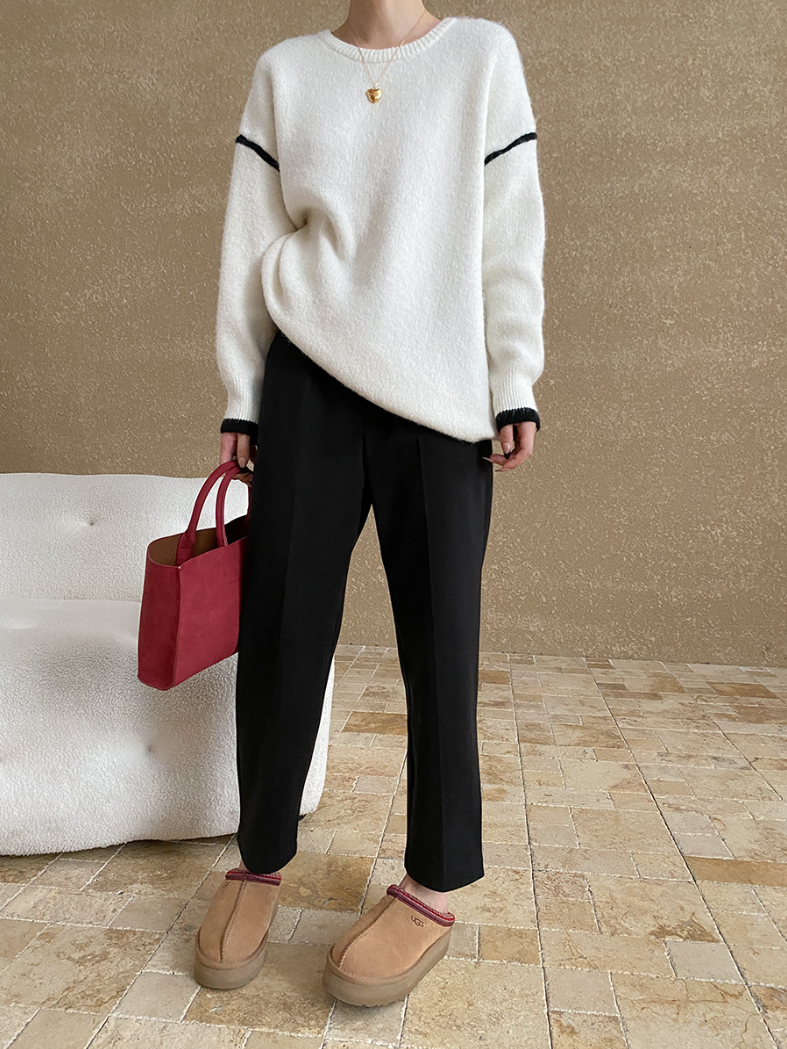 コントラストラインニットプルオーバー