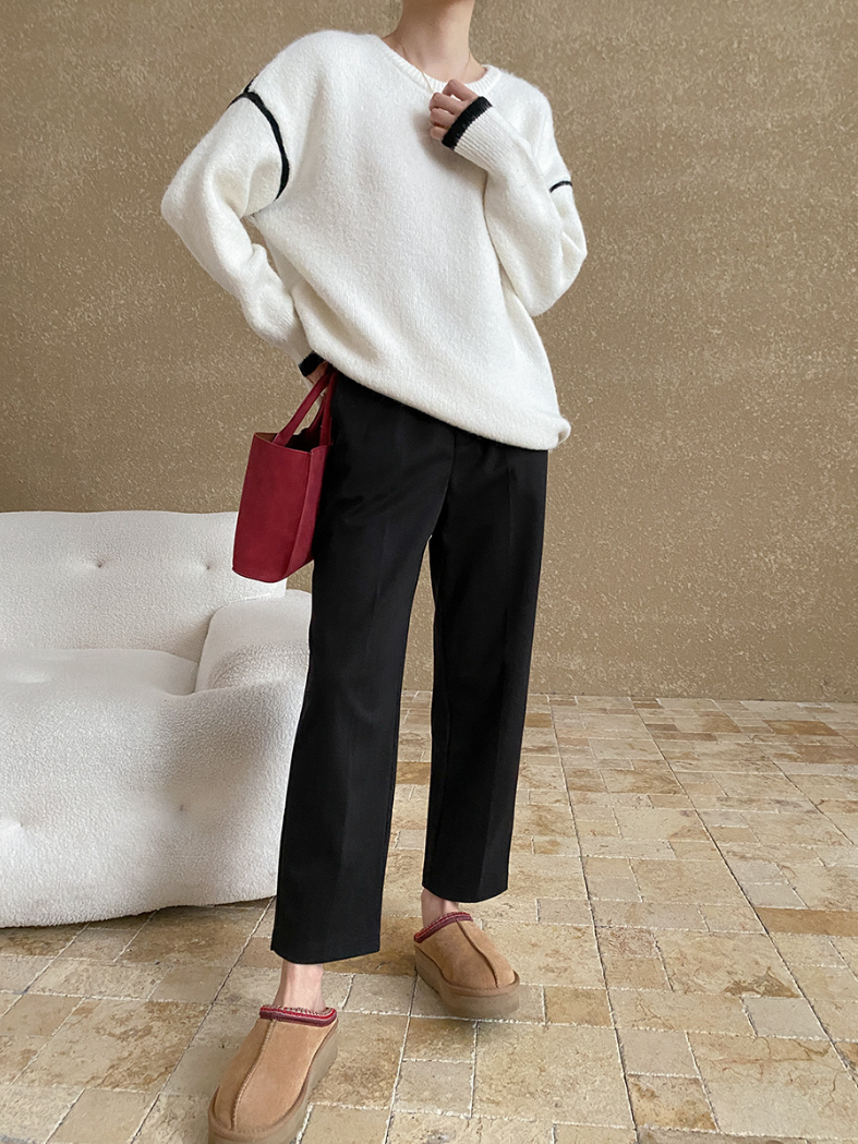 コントラストラインニットプルオーバー