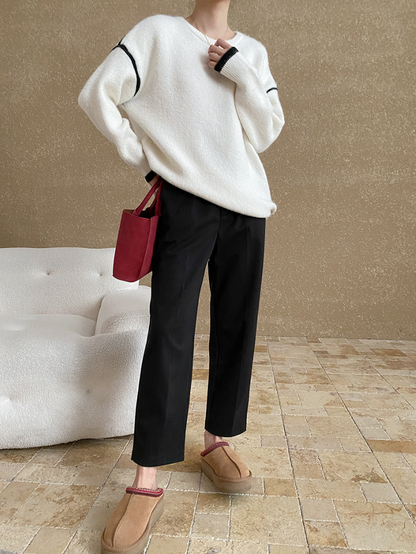 コントラストラインニットプルオーバー