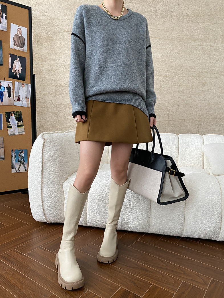 コントラストラインニットプルオーバー