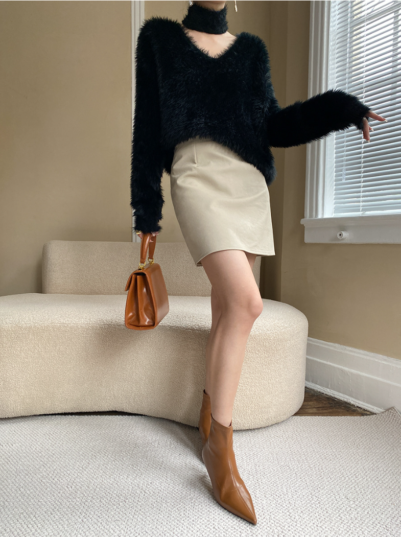 フェイクレザーミニスカート