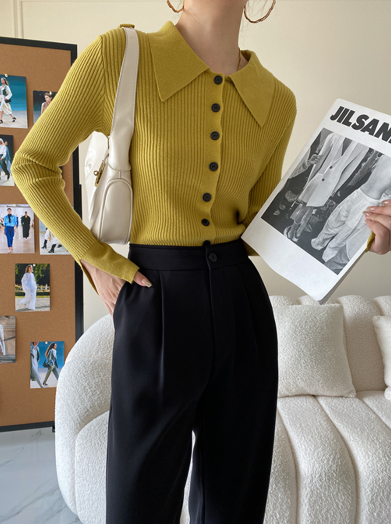 ワイドカラーニットカーディガン