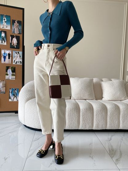 ワイドカラーニットカーディガン