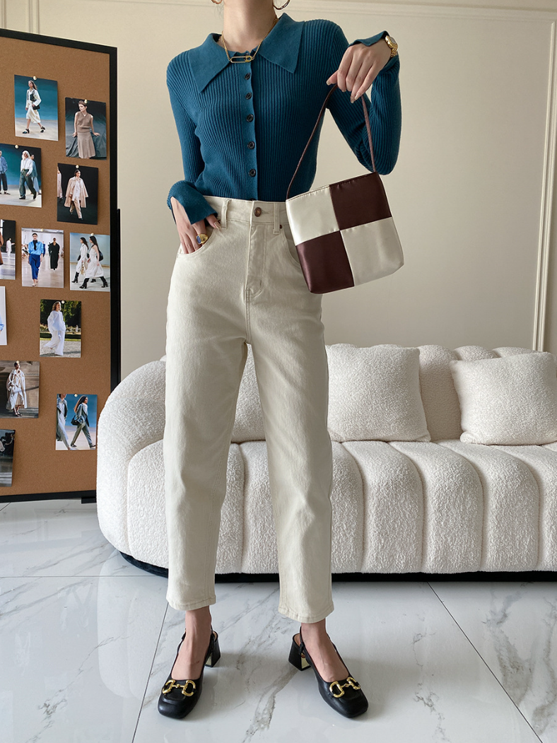 ワイドカラーニットカーディガン