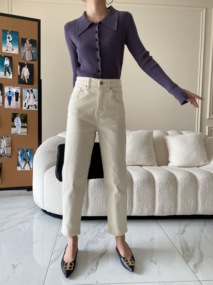 ワイドカラーニットカーディガン