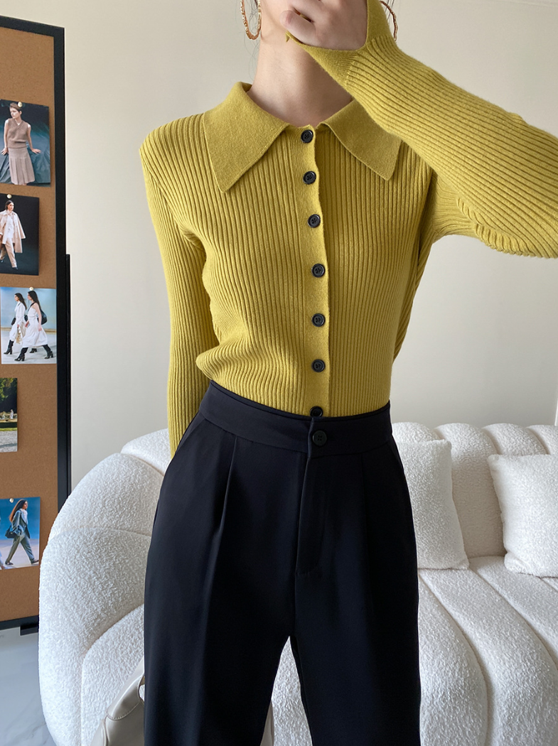 ワイドカラーニットカーディガン