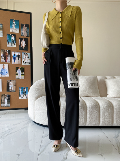 ワイドカラーニットカーディガン