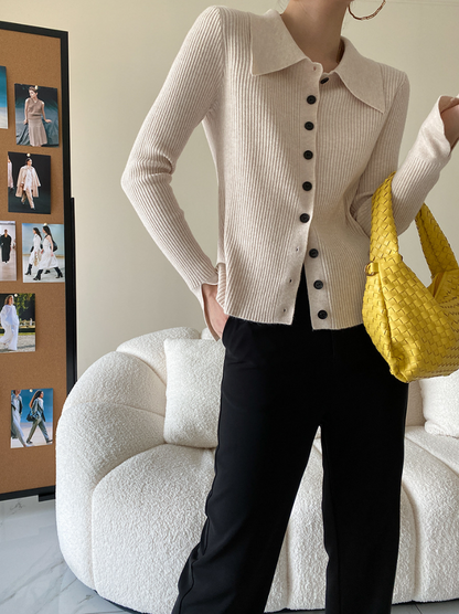 ワイドカラーニットカーディガン