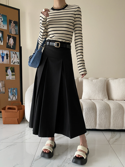 ワッフルボーダーカットソー