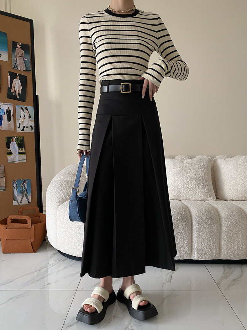 ワッフルボーダーカットソー