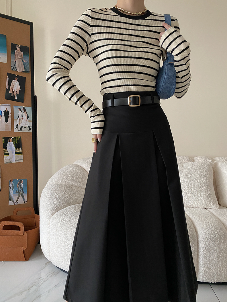 ワッフルボーダーカットソー