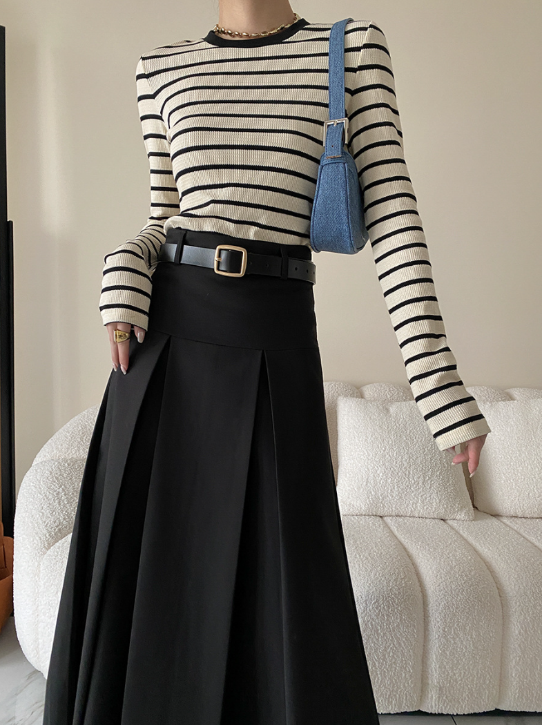 ワッフルボーダーカットソー