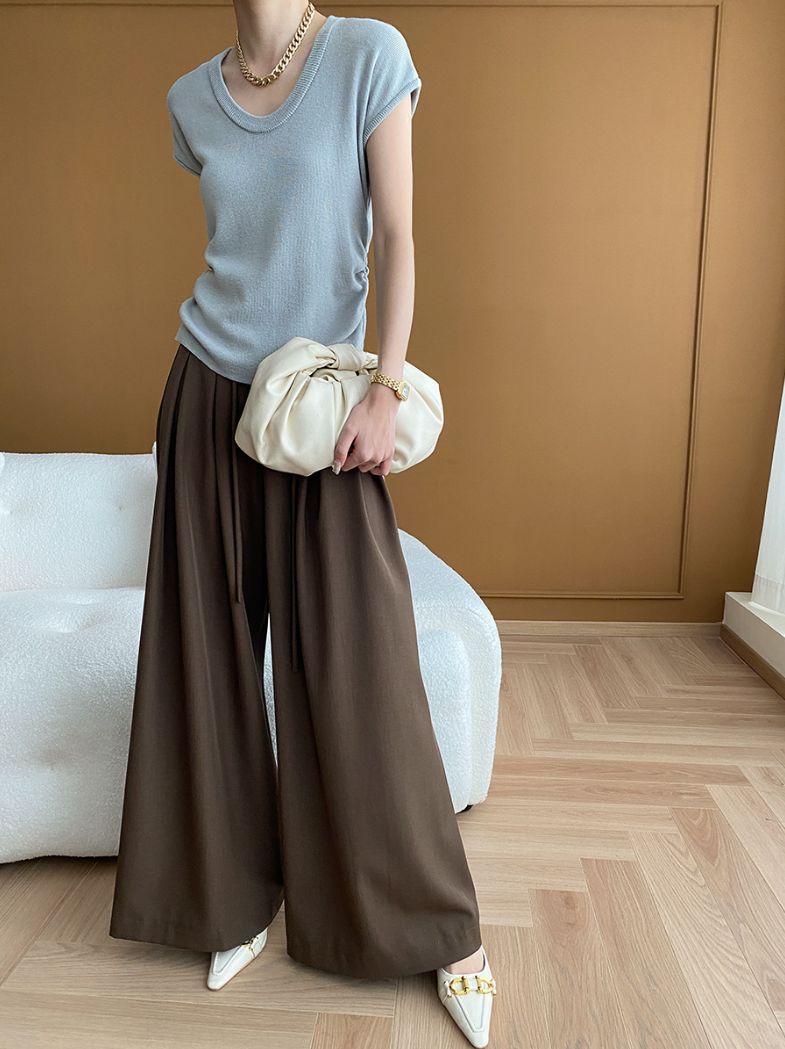 【10/31(金)PM12:00～販売START】タックデザインハイウエストワイドパンツ