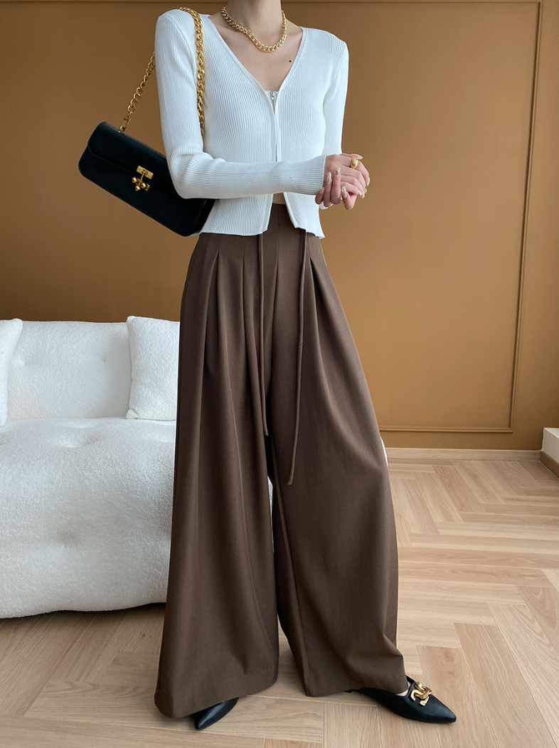 【10/31(金)PM12:00～販売START】タックデザインハイウエストワイドパンツ