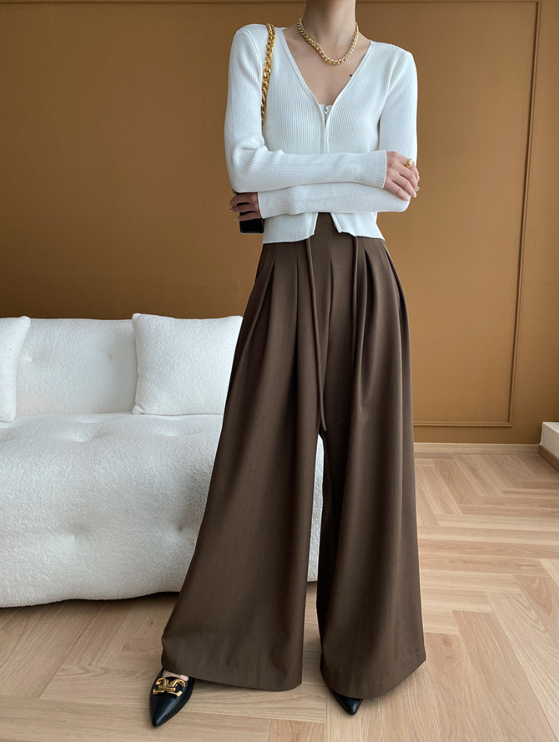 【10/31(金)PM12:00～販売START】タックデザインハイウエストワイドパンツ