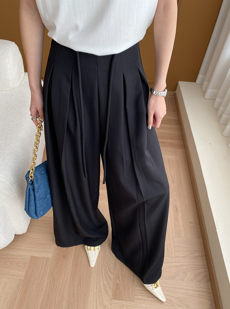 【10/31(金)PM12:00～販売START】タックデザインハイウエストワイドパンツ