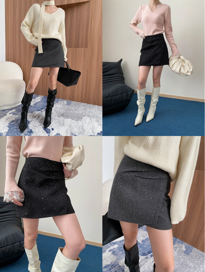 グリッターツイードミニスカート