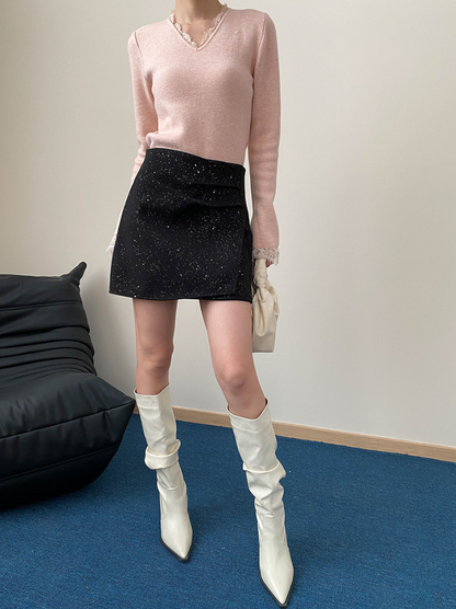 グリッターツイードミニスカート