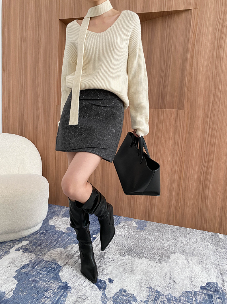 グリッターツイードミニスカート