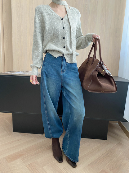 タイリボンVネックカーディガン