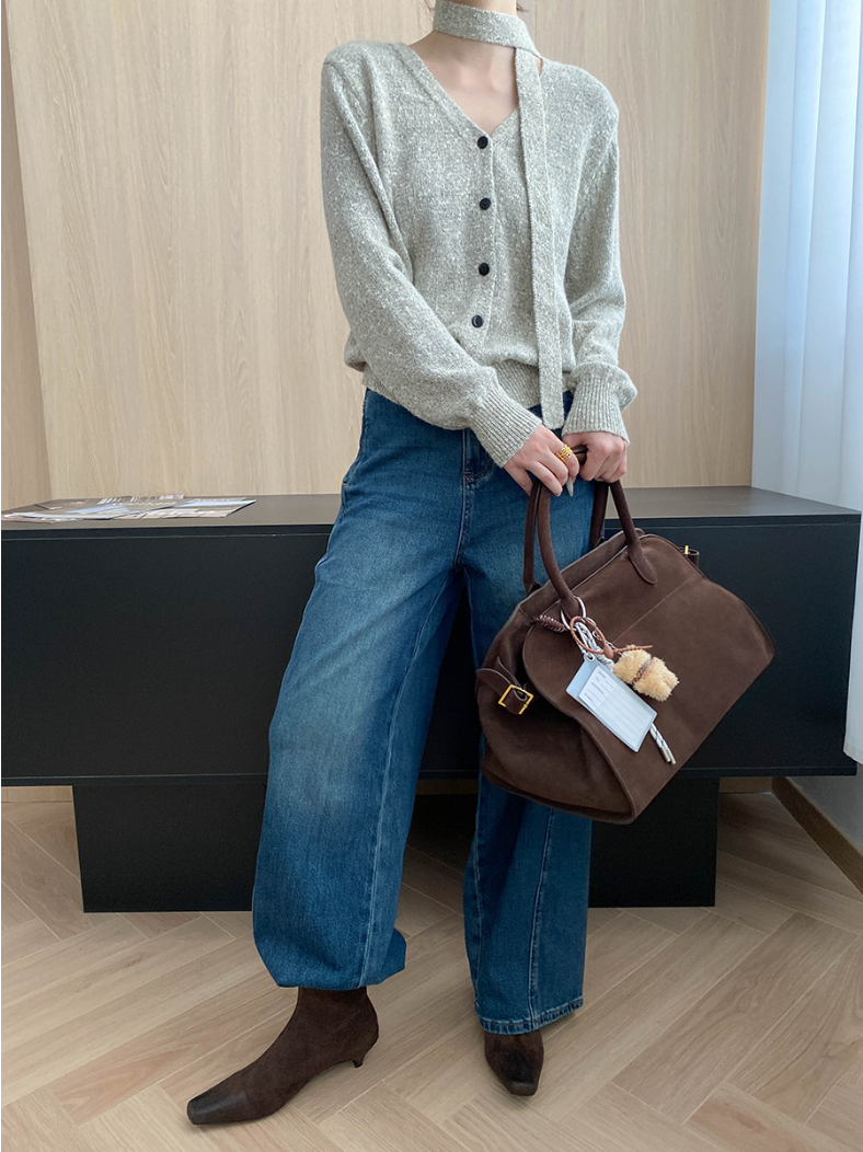 タイリボンVネックカーディガン