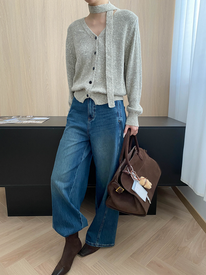 タイリボンVネックカーディガン